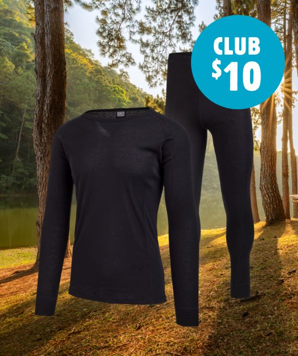 CLUB EXCLUSIVE $10 Adults' Polyester Thermal Top & Bottoms by 37 Degrees South