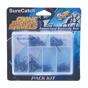 SureCatch Black Crane Swivels with Coastlock Snap 60 Pack Black