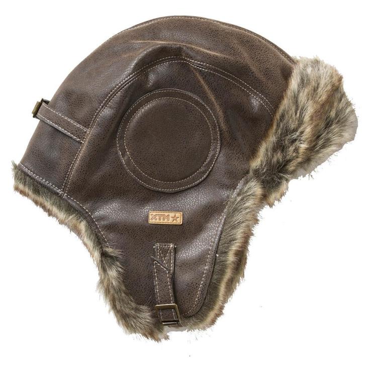 XTM Men's Leather Bomber Hat Chocolate One Size Fits Most