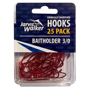 Jarvis Walker Baitholder Red Chemically Sharpened Hooks 25 Pack