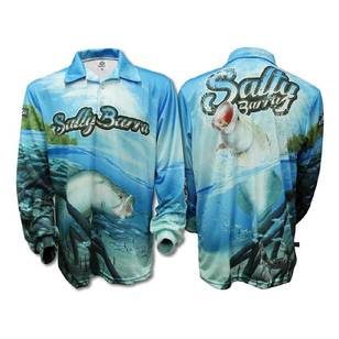 Bigfish Salty Barra Sublimated Polo Shirt Blue