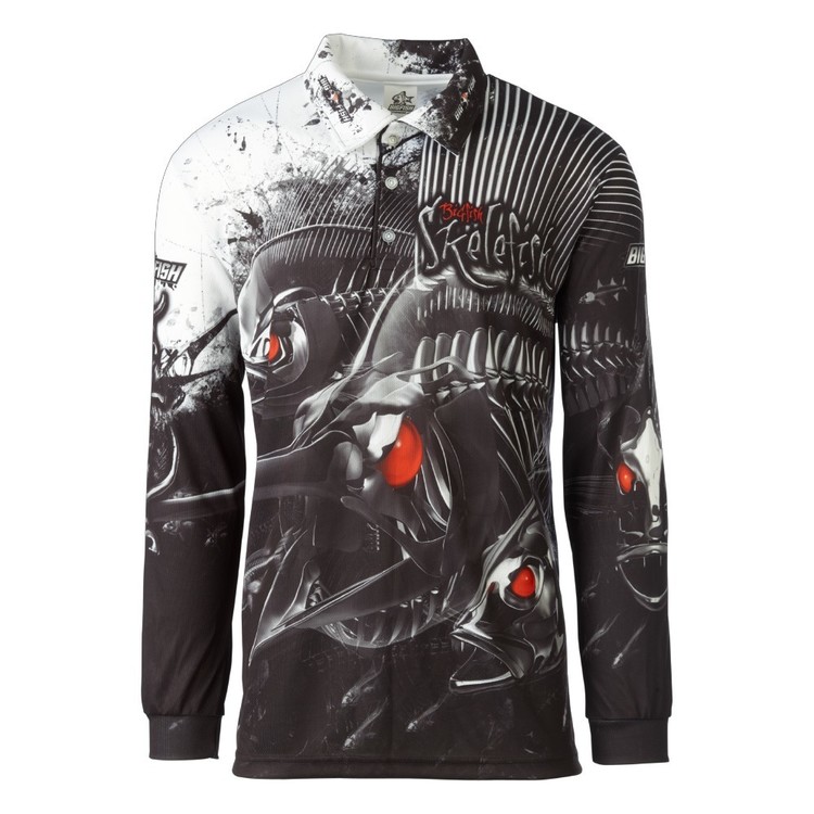 Bigfish Skelefish Sublimated Polo Shirt Black