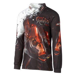 Bigfish Skele Snapper Sublimated Polo Shirt Black & Red