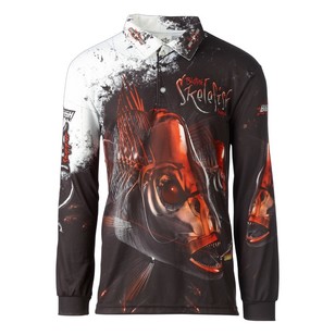 Bigfish Skele Snapper Sublimated Polo Shirt Black & Red