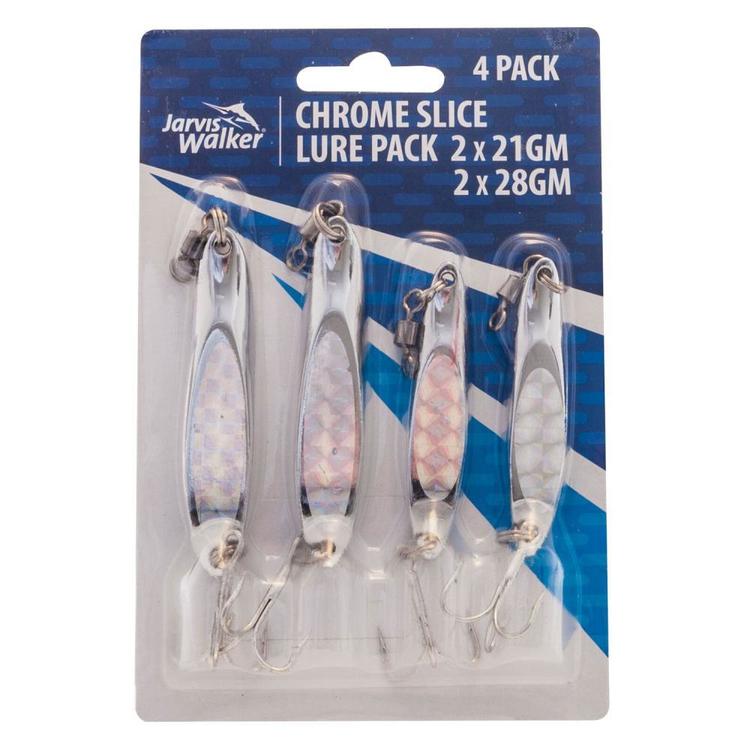 Jarvis Walker Chrome Slice Lures 4 Pack Silver | Anaconda Jarvis Walker Chrome Slice Lures 4 Pack Silver | Anaconda