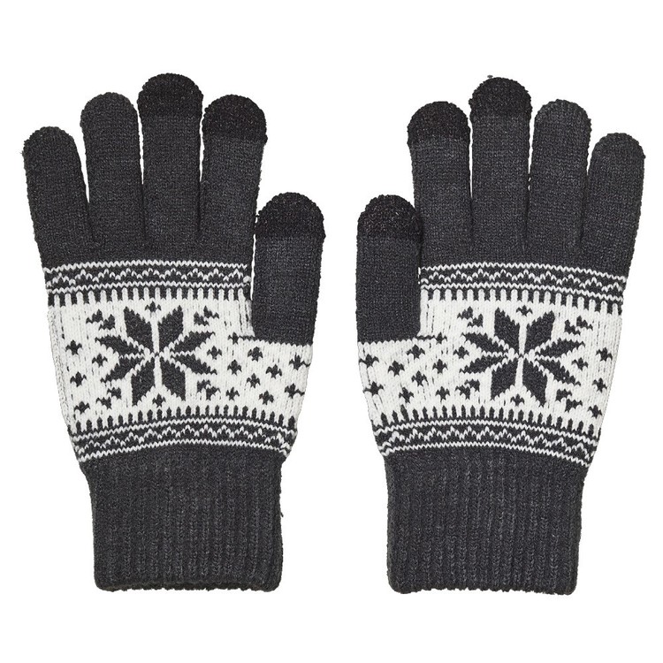Cape Youth Della Fairyle Knit Gloves Charcoal & Cream One Size Fits Most