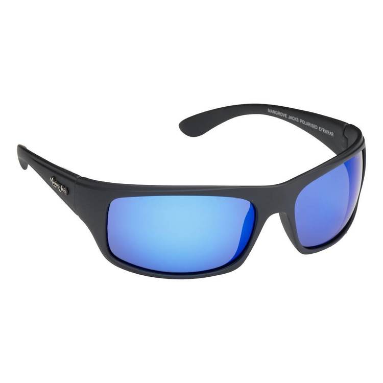 Mangrove Jack's Thunderdome Sunglasses Matt Black & Blue White Revo One Size Fits Most