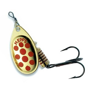 Mepps Aglia Decorees Spinner Lure Gold & Red Dot
