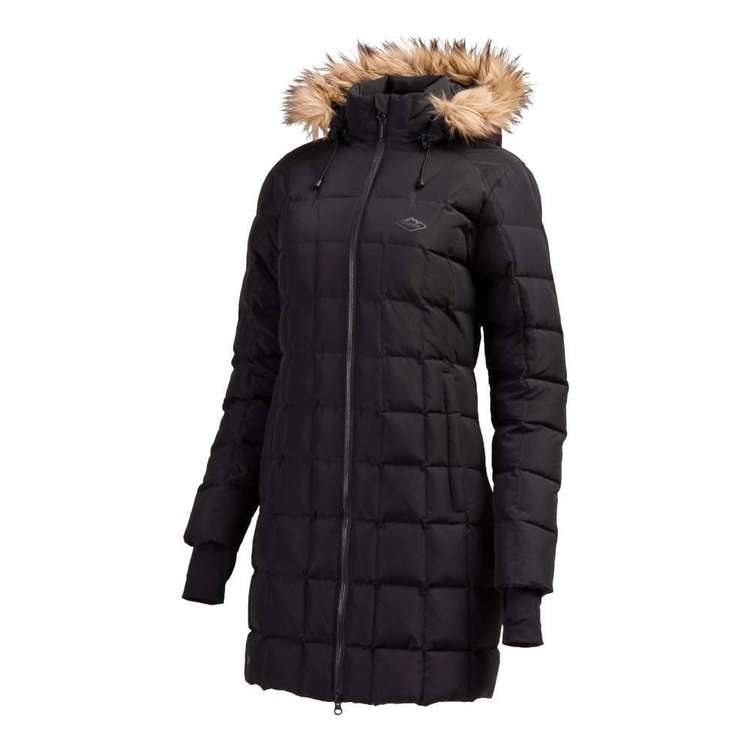 Mountain Designs Women's Liberty 700 Goose Down Hooded Longline Jacket Black