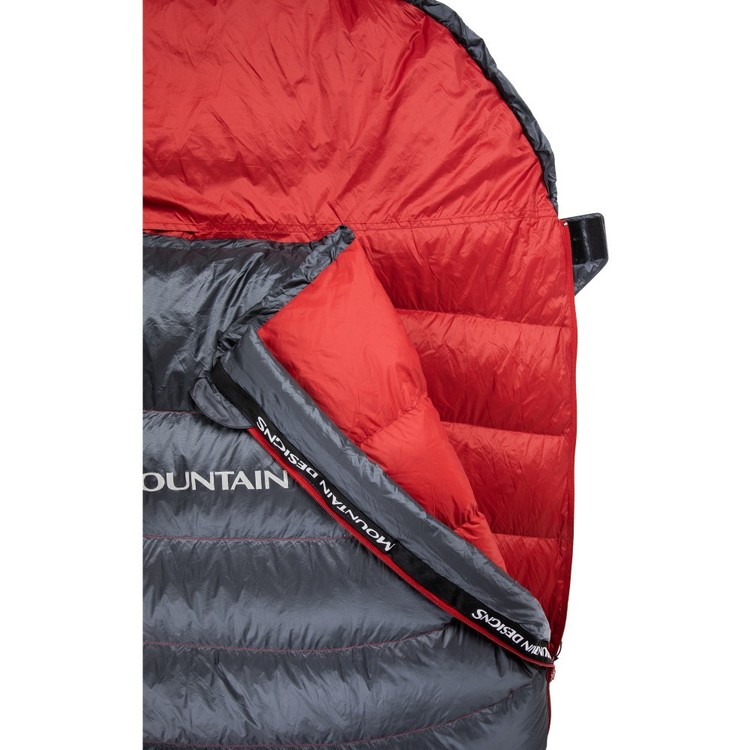 Mountain Designs 180 Shuttle Down 12° Sleeping Bag Black/Red LHZ Shark Grey