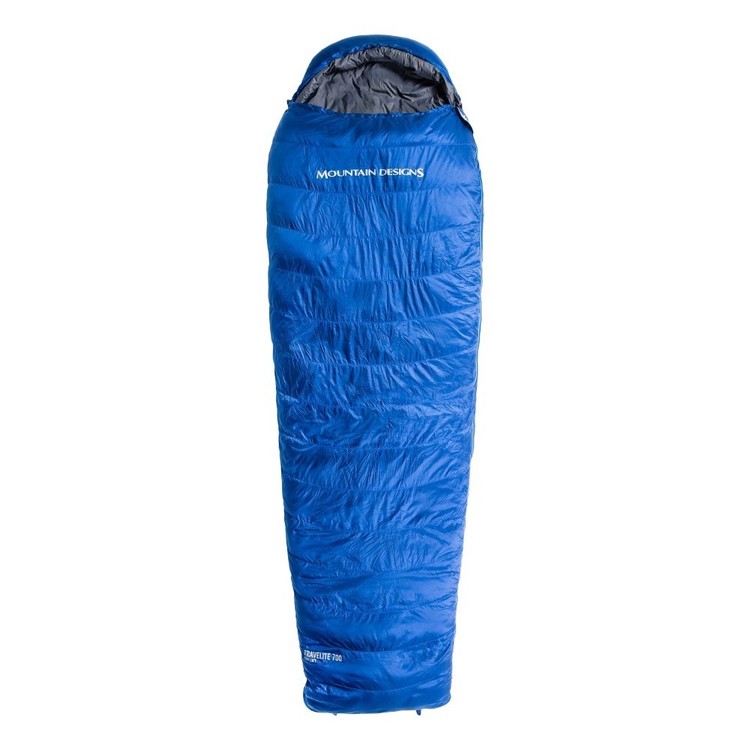 Mountain Designs Travelite 700 Large -3° Sleeping Bag Blue LHZ Surf The Web