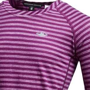 Mountain Designs Kids' Merino Blend Long Sleeve Stripe Top Purple Stripe