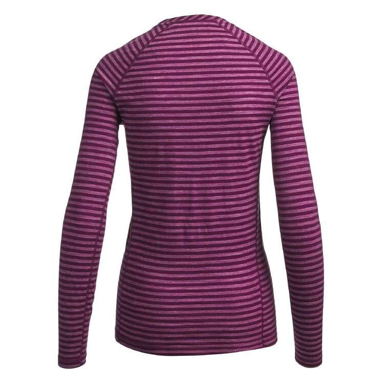 Mountain Designs Women's Merino Blend Long Sleeve Stripe Top Purple Stripe