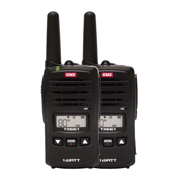 GME TX667 1 Watt UHF CB Handheld Radio Twin Pack
