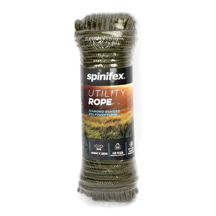 Spinifex Utility Rope 6mm x 25 Metres Army Green 6 mm x 25 m