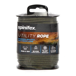 Spinifex Utility Rope 3mm x 15 Metres Army Green 3 mm x 15 m