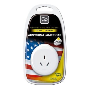 Go Travel Adaptor AUS-USA + USB White