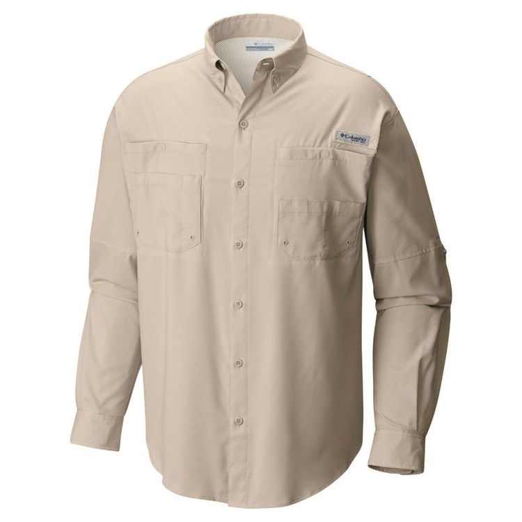 Columbia Men's PFG Tamiami Long Sleeve Shirt Fossil Medium