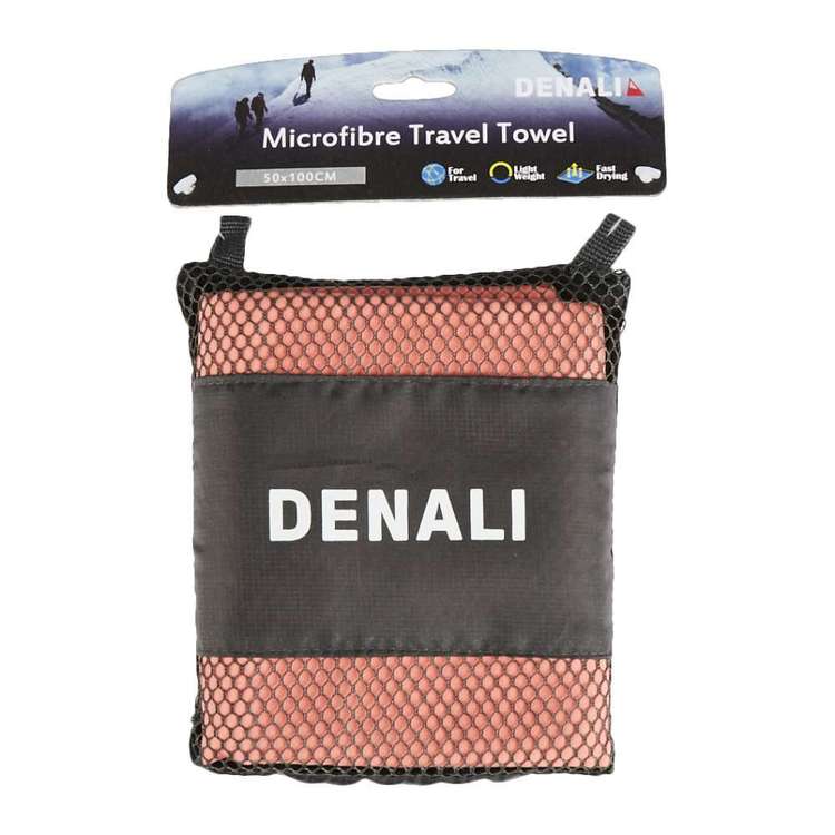 Denali Suede Microfibre Travel Towel Coral 100 x 50 cm