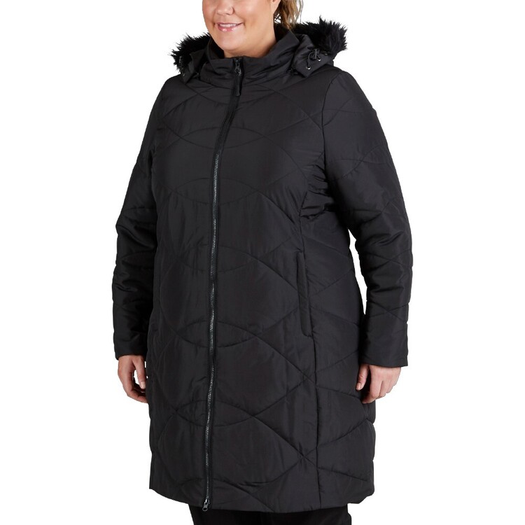 Cape Women's Harriet Long Line Plus Size Puffer Jacket Black