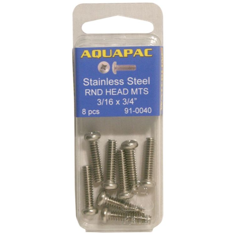 Aquapac Round Head Metal Thread Screws 3/16 x 1 1/2" 6 Pack