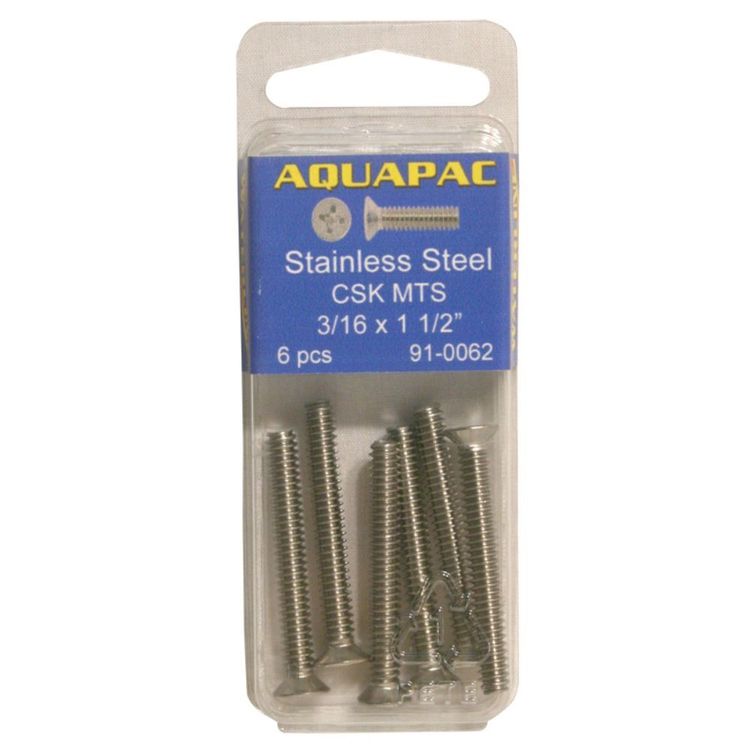 Aquapac Counter Sunk Metal Thread Screws 3/16 x 1 1/2" 6 Pack
