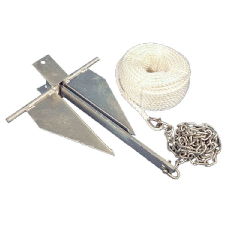 Waterline Sand Anchor Kit 10Lb Anchor, 10mm x 50m Rope, 2m x 8mm Chain