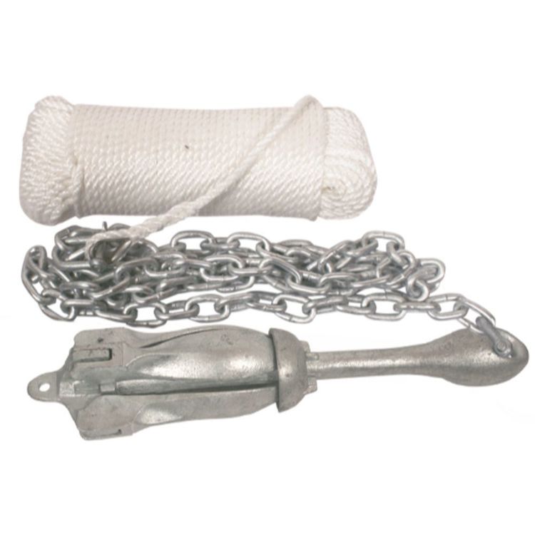 Waterline Folding Grapnel Anchor Kit 1.5kg Anchor, 8mm x 30m Rope, 2m x 6mm Chain