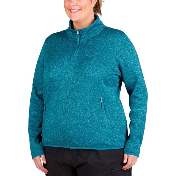 Cape Women's Layla II Full Zip Knitted Outer Fleece Top Plus Size Dusk Aqua Marle 24