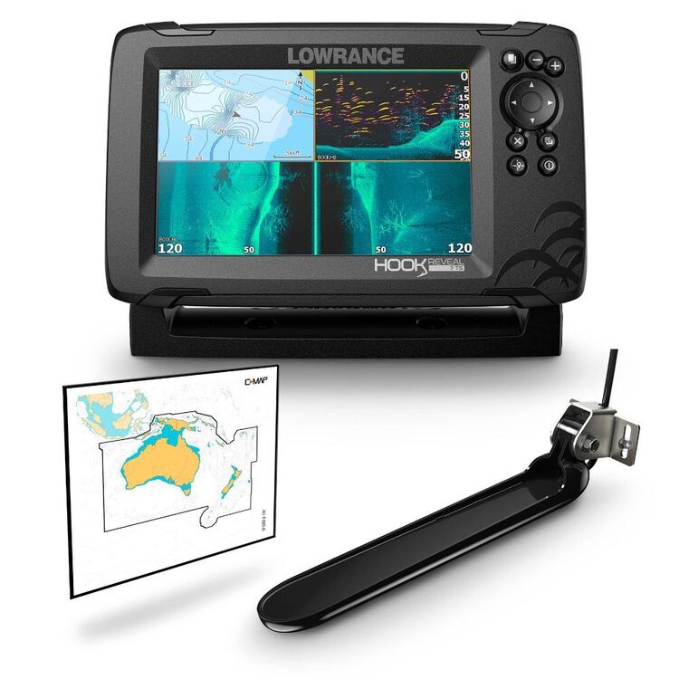 Lowrance Hook Reveal 7 Trip Fishfinder / GPS Combo Grey