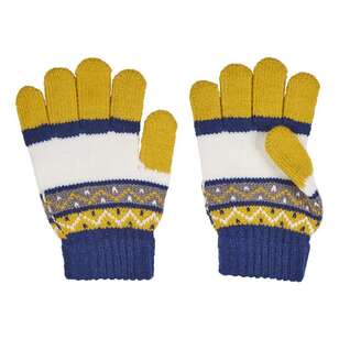 Cape Kids' Striped Gloves Navy, Yellow & White
