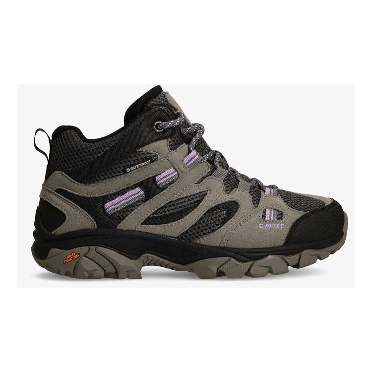 HI-TEC Women's Ravus Vent Lite Mid Waterproof Hiking Boots Taupe, Grey & Mellow Rose Grey, Charcoal & Lavender