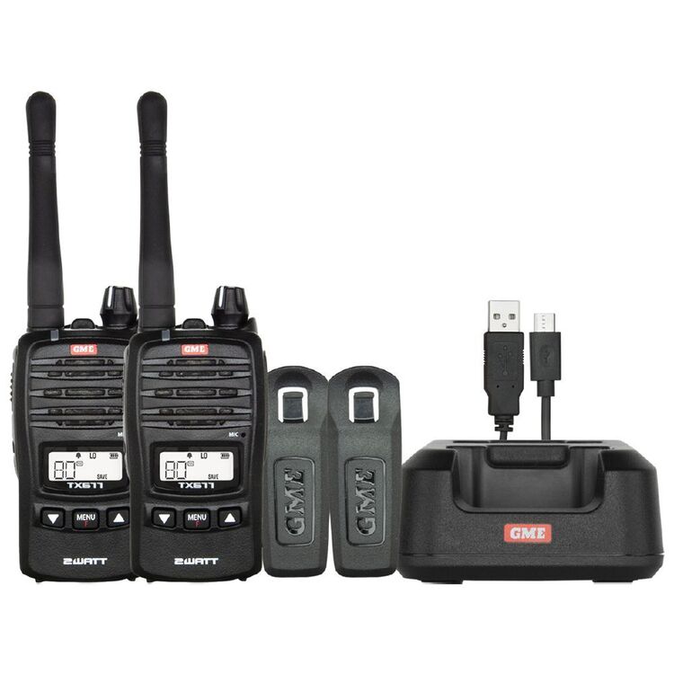 GME TX677 2 Watt UHF CB Handheld Radio Twin Pack