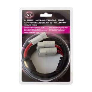 KT Cables 50A Plug To Two 50A Plugs 600mm Grey