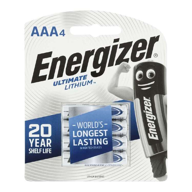 Energizer Ultra Lithium AA Batteries 4 Pack Silver AA