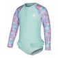 Body Glove Kids' Pastel Flower Frill Long Sleeve Swimsuit Mint