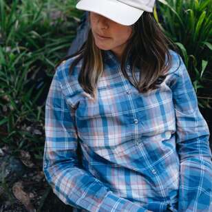 Mountain Designs Women's Kalamina Long Sleeve Shirt Blue Check 12