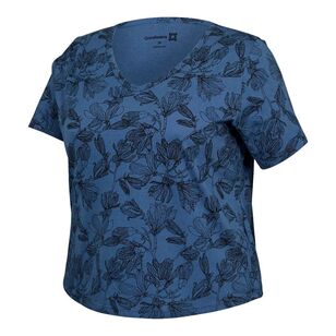 Gondwana Women's Mapleton Linen Blend Tee Plus Size Atlantic Blue & Navy