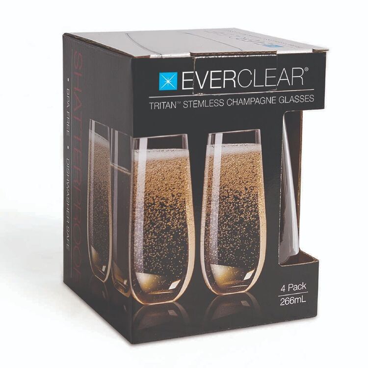 Everclear Tritan Stemless Champagne Flute 4 Pack