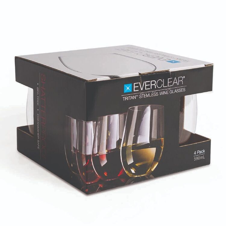 Everclear Tritan Stemless Red Wine Glass 4 Pack