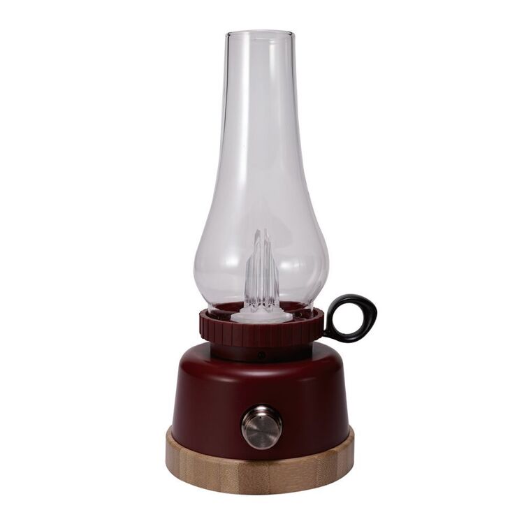Anaconda Retro 250 Lumen Oil Lamp Style Recharge Lantern Red & Bamboo