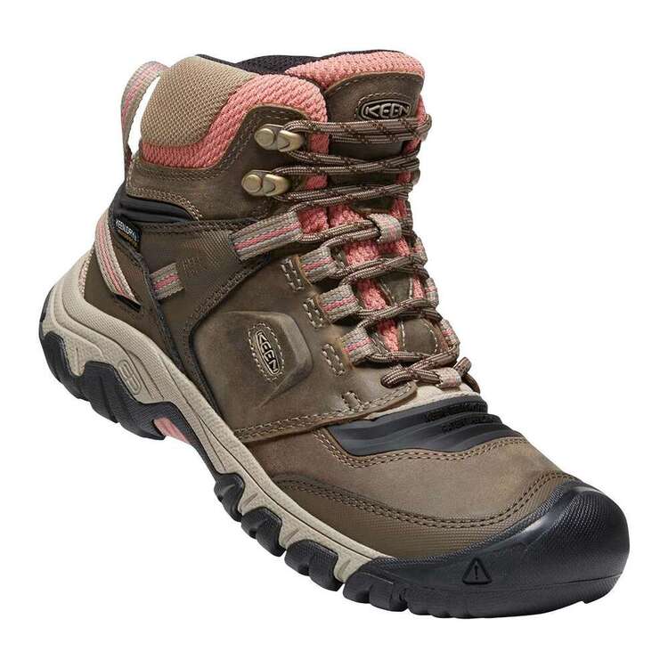 Keen Women's Ridge Flex Waterproof Mid Hiking Shoes Timberwolf Brick Dust