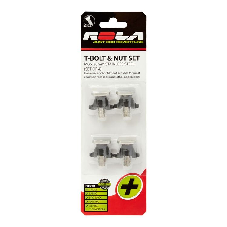 Rola M8 SS T Bolt and Nut Set 4 Pack