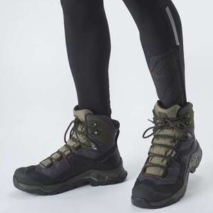 Salomon Men's Quest Element Gore-Tex Mid Hiking Boots Black, Lichen Green & Olive 10