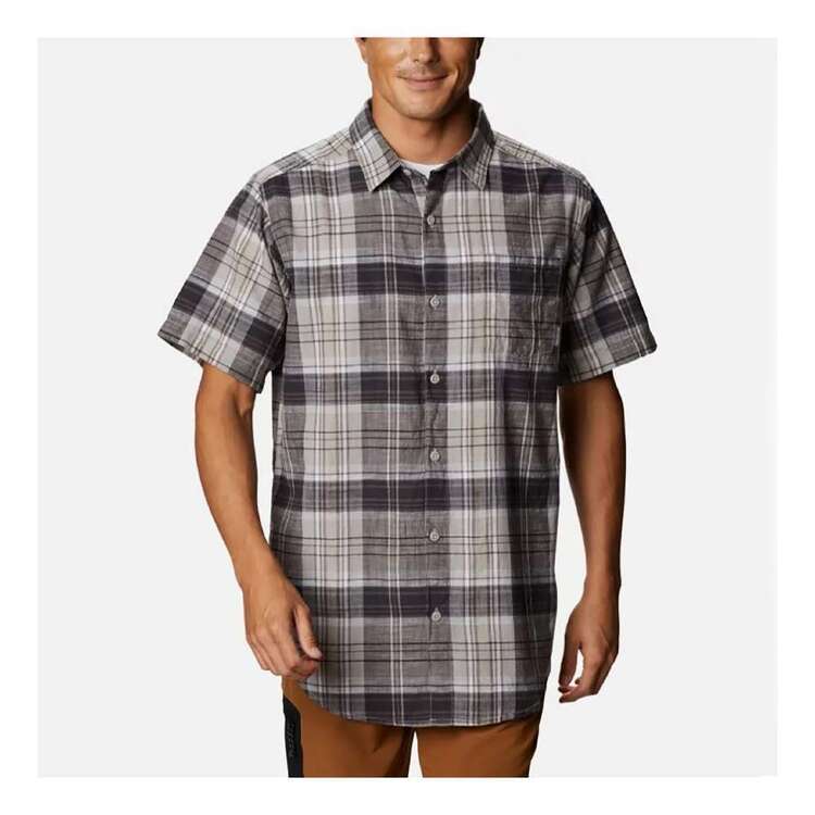 Columbia Men's Under Exposure Yarn-Dye Short Sleeve Shirt Grey