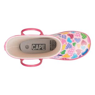 Cape Girl's Puddle Hearts Print Gumboot Multicoloured