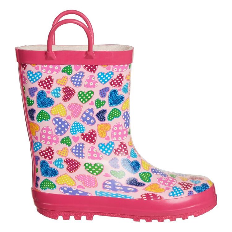 Cape Girl's Puddle Hearts Print Gumboot Multicoloured