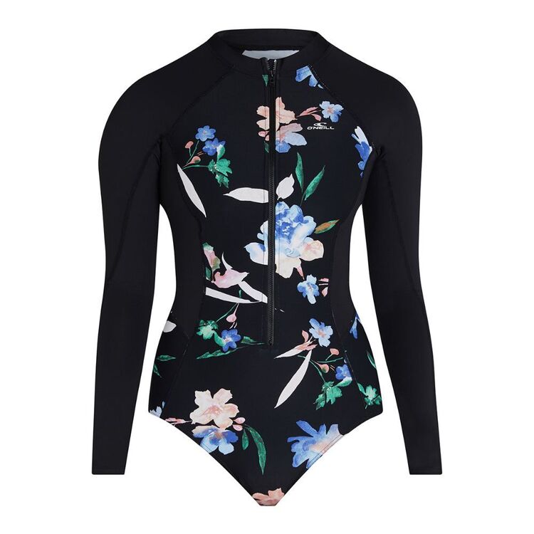 O'Neill Women's Laney Full Zip Long Sleeve Surf Suit Black Floral