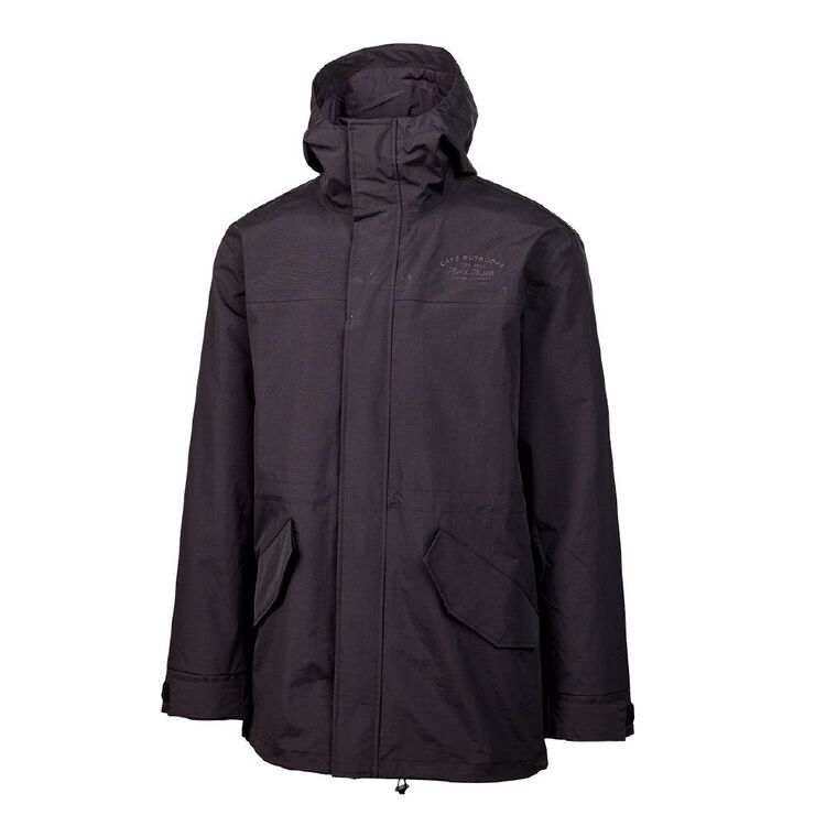 Cape Men's Long Hood Rain Coat Black Large