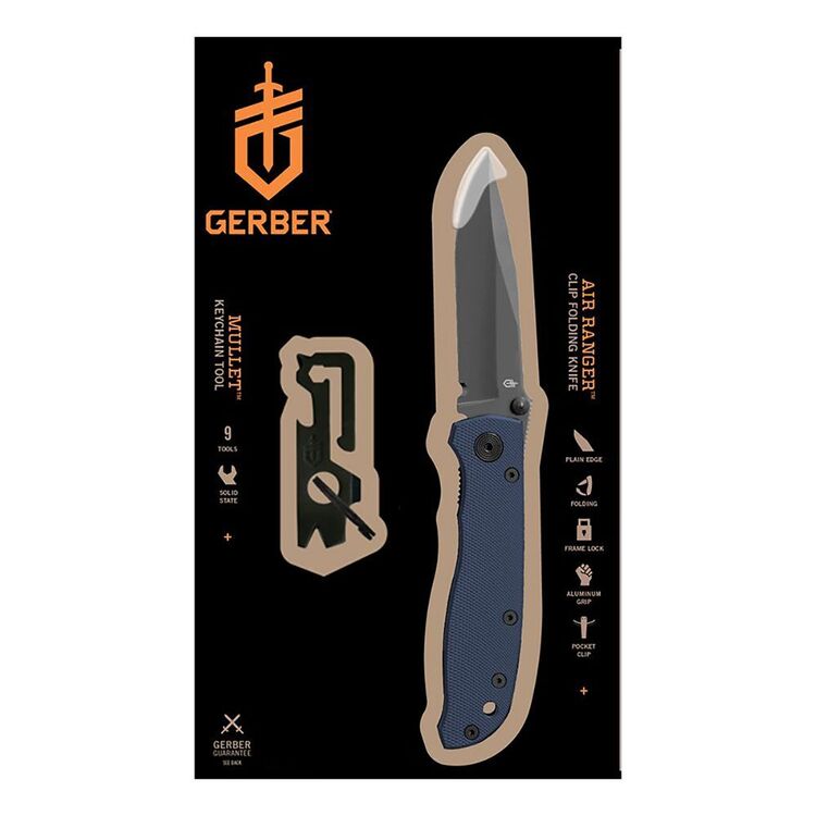Gerber Air Ranger Clip Folding Knife & Mullet Keychain Multi Tool Pack Multicoloured